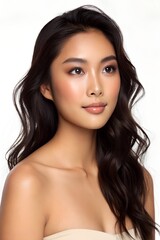 Obraz premium Asian Women Model Perfect Skin & Soft Glam – High-Resolution Beauty Headshot