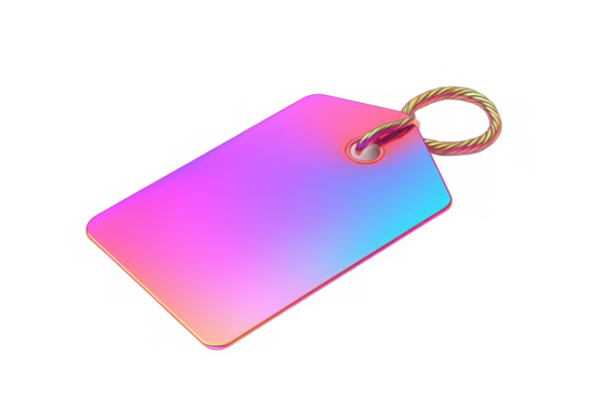 Iridescent 3D pastel price tag icon with a glossy finish and vibrant colors This abstract design is ideal for modern branding Isolated on transparent background.