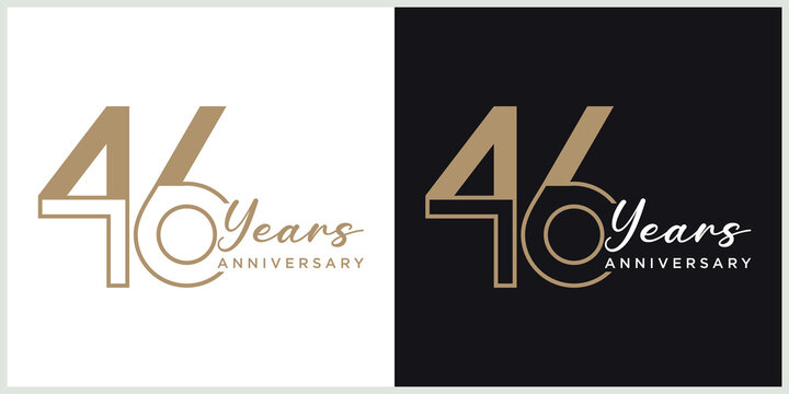 anniversary 46th logotype vector with brown and white color for special celebration day