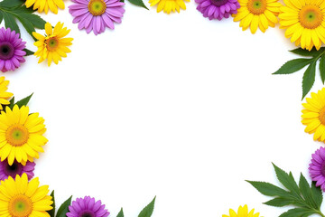 Obraz premium flowers and leaves on a white background