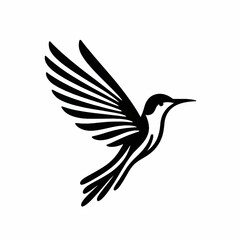 Fototapeta premium AI-generated simple black and white illustration of a hummingbird in flight
