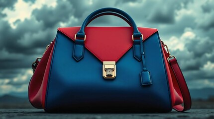 Red and Blue Modern Handbag with Lock Accent – Bold Color Combo for Fashion Lovers