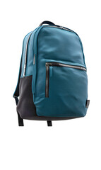 Fototapeta premium Stylish backpack design in teal with black accents, combining function and modern aesthetics