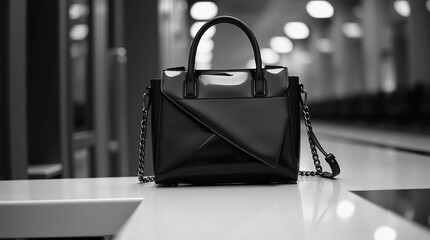 Classic Black Leather Designer Handbag with Clean Studio Light – Luxury Accessory for Women