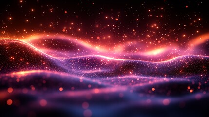 Obraz premium Glowing Abstract Waves with Particle Background.