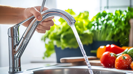 Plumber fixing a leaking faucet in a kitchen. Care and functionality