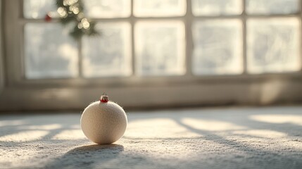 White Egg on Carpet by Window