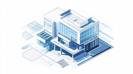 Isometric Architectural Visualization of Modern Building Design Project