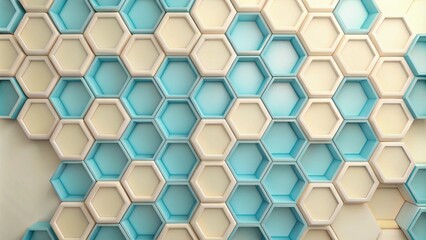 Fototapeta premium Abstract Hexagon Pattern Pastel Blue and Beige Geometric Design