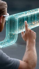 Industrial equipment and machinery digital twins predictive tools, Innovative technology showing smart interaction with digital elements. Real-time asset twin, equipment lifecycle tracking