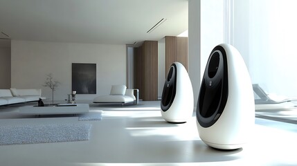 Modern Speakers in Luxury Living Room.