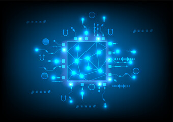 abstract technology background with glowing lights