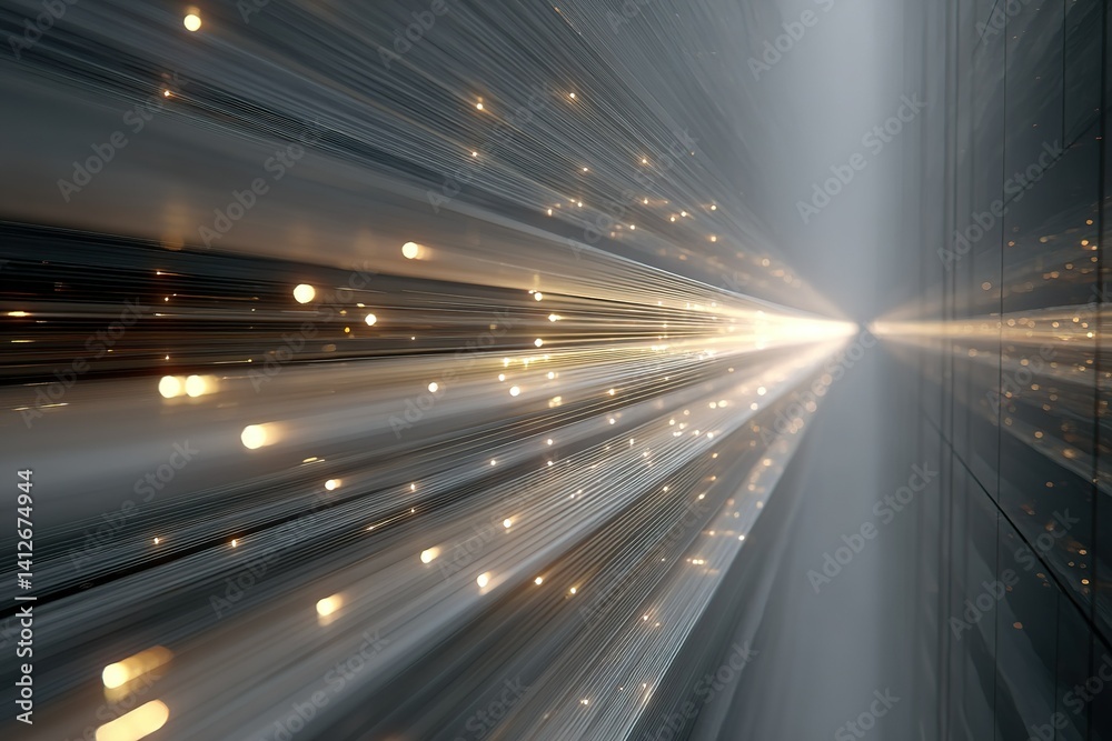 Poster dynamic light trails converge at infinite point in a futuristic setting filled with energy and motio