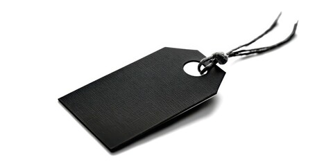 Fototapeta premium A black tag hangs from a string
