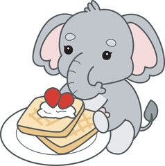 Cute Elephant vector icon. Funny baby Elephant animal series stock illustration. Life of fluffy Elephant designs.