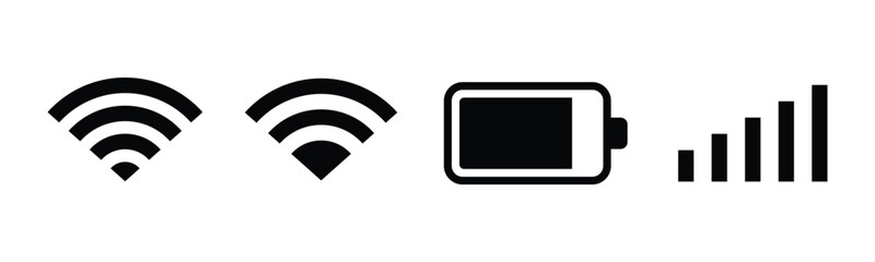 Phone network WIFI battery icon symbol. hone iOS notification bar symbol. vector illustration.