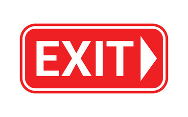 Red Exit Sign Vector Design. exit sign board symbol. Emergency Exit Direction Symbol vector illustration.