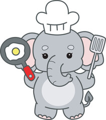 Cute Elephant vector icon. Funny baby Elephant animal series stock illustration. Life of fluffy Elephant designs.