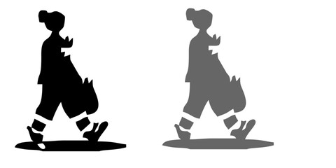 Shopping Girl icon set,flat vector illustration.happy shopping girl style icon