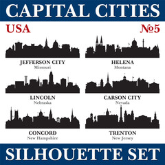 Capital cities silhouette set. USA. Part 5