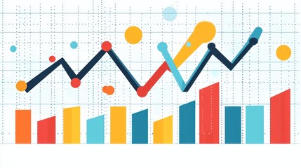 Colorful graph illustrating growth and data analysis with bar and line charts.