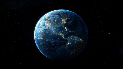 Earth at Night from Space, A view of Earth from space showing illuminated cities at night
