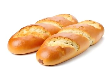 Freshly baked bread loaves isolated on a white background