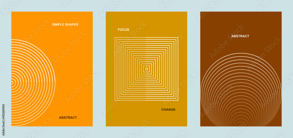 Poster abstract line poster background. set cover card with geometric shapes square circle. modern gradient