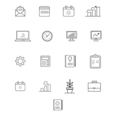 Modern Business Line Icons – Management & Productivity Tools
