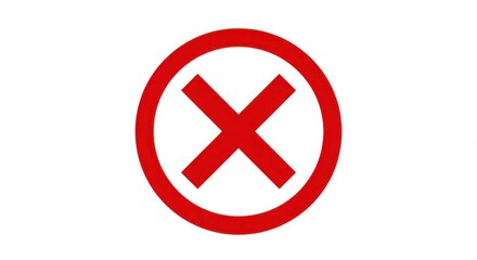 Fototapeta premium Red cross inside circle symbol on white background