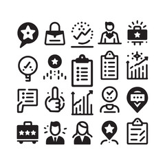 Business and management line icons set. Management icon collection. shilhouette vector white background 