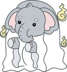 Cute Elephant vector icon. Funny baby Elephant animal series stock illustration. Life of fluffy Elephant designs.