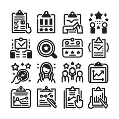 Business and management line icons set. Management icon collection. shilhouette vector white background 