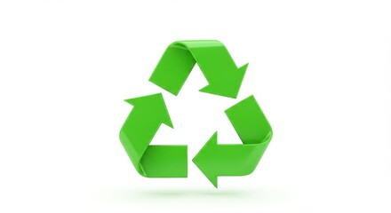 3D Green recycle symbol isolated on white background