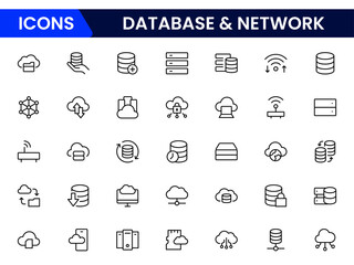Data Network icon set. data cloud analysis technology symbol. Containing database, statistics, and analytics icons.  icons collection.