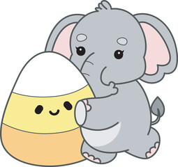 Cute Elephant vector icon. Funny baby Elephant animal series stock illustration. Life of fluffy Elephant designs.
