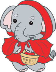 Obraz premium Cute Elephant vector icon. Funny baby Elephant animal series stock illustration. Life of fluffy Elephant designs.