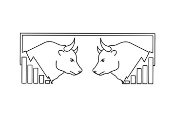 Bull Market Stock Trading Finance Investment Minimalist Outline Vector Illustration