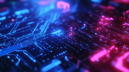 Obraz premium A futuristic circuit board design featuring a digital padlock that represents cybersecurity