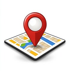 Red Pin Symbol on Map Design for Location and Navigation Concepts
