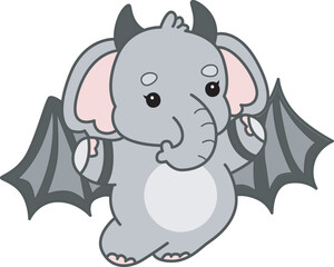 Cute Elephant vector icon. Funny baby Elephant animal series stock illustration. Life of fluffy Elephant designs.