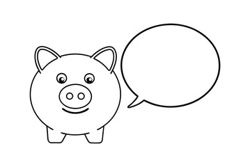Piggy Bank Outline Illustration With A Speech Bubble For Financial Concept Idea
