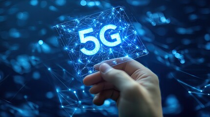 Futuristic conceptual image of 5G technology network in human hand