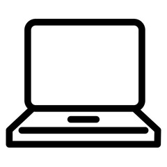 学校・勉強・教室のシンプルアイコン（線太め）・ノートパソコン