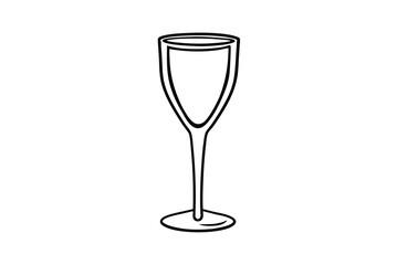 Elegant Wine Glass Vector Illustration In Black And White Minimalist Line Art
