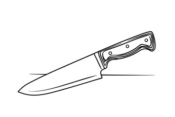 Line Art Of Chef Knife With Handle On White Background Illustration