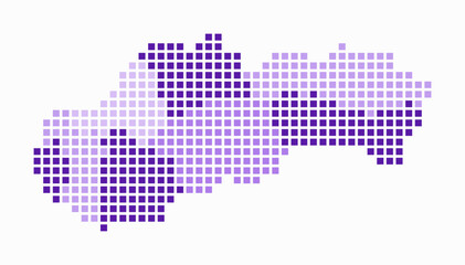 Slovakia dotted map. Digital style map of the country on white background. Slovakia shape with square dots. Colored dots style. Large size squares. Classy vector illustration.