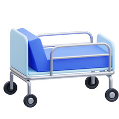 PNG 3D Hospital Bed Illustration Isolated on a White Background