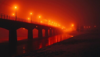 Misty bridge at dawn