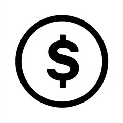 Obraz premium Simple Black and White Dollar Symbol Inside a Circle Icon Design